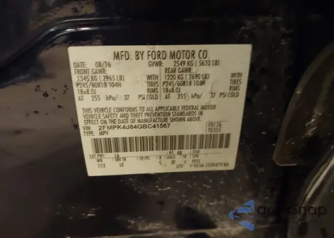 2016 Ford Edge Sel from USA, damaged, VIN 2FMPK4J84GBC41567